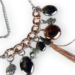 CATO mixed metals and rhinestone accent statement necklace